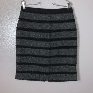 Worthington black gray layered lace office pencil skirt